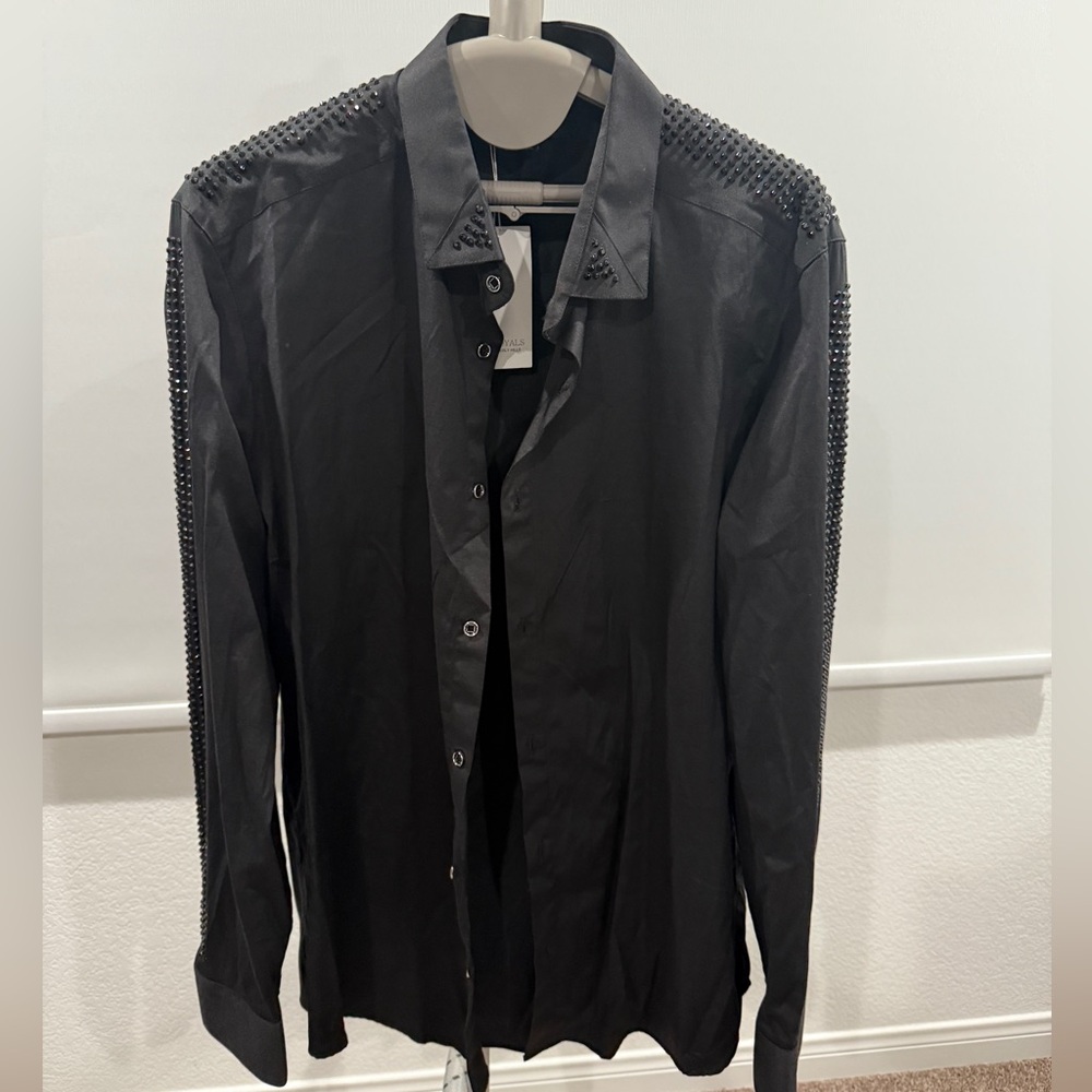 Long sleeve shirt with stone studded .
